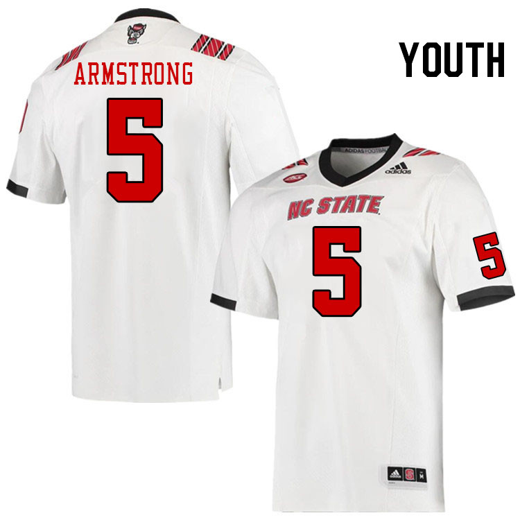 Youth #5 Brennan Armstrong North Carolina State Wolfpacks College Football Jerseys Stitched-White - Click Image to Close